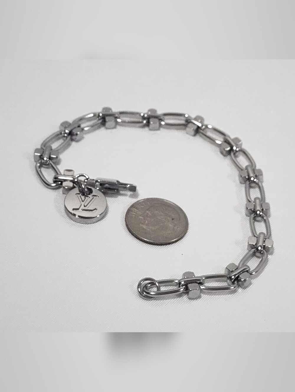 Louis Vuitton LV Silver Charm Barbell Link Bracelet - Picture 7 of 8